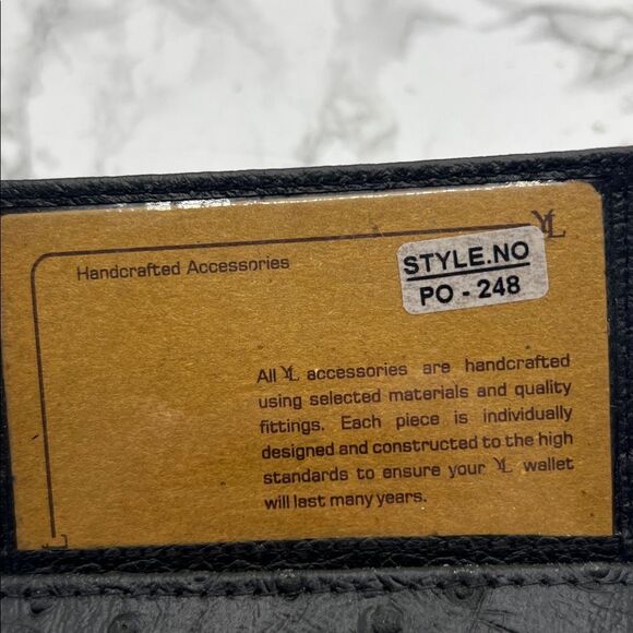 YL Genuine Ostrich Leather Black Bifold Wallet-New! - Picture 4 of 4